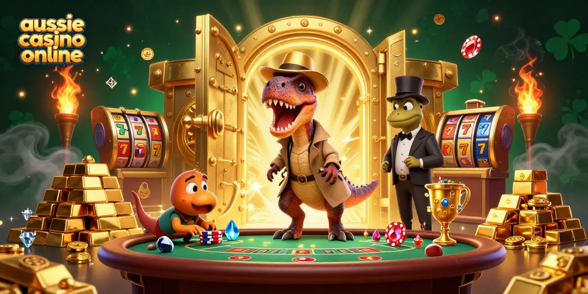 Experience the excitement of aussie casino online gameplay with a cartoon velociraptor at blackjack.