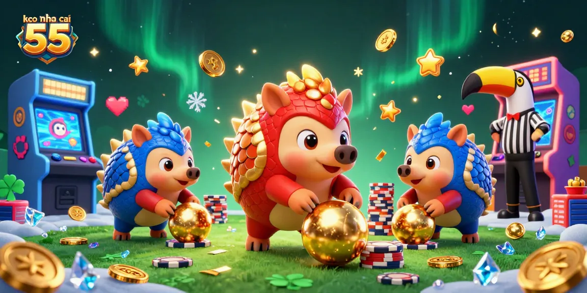 Join the action with keo nha cai 55 as rival pangolins bowl through poker chips and colorful arcade machines.