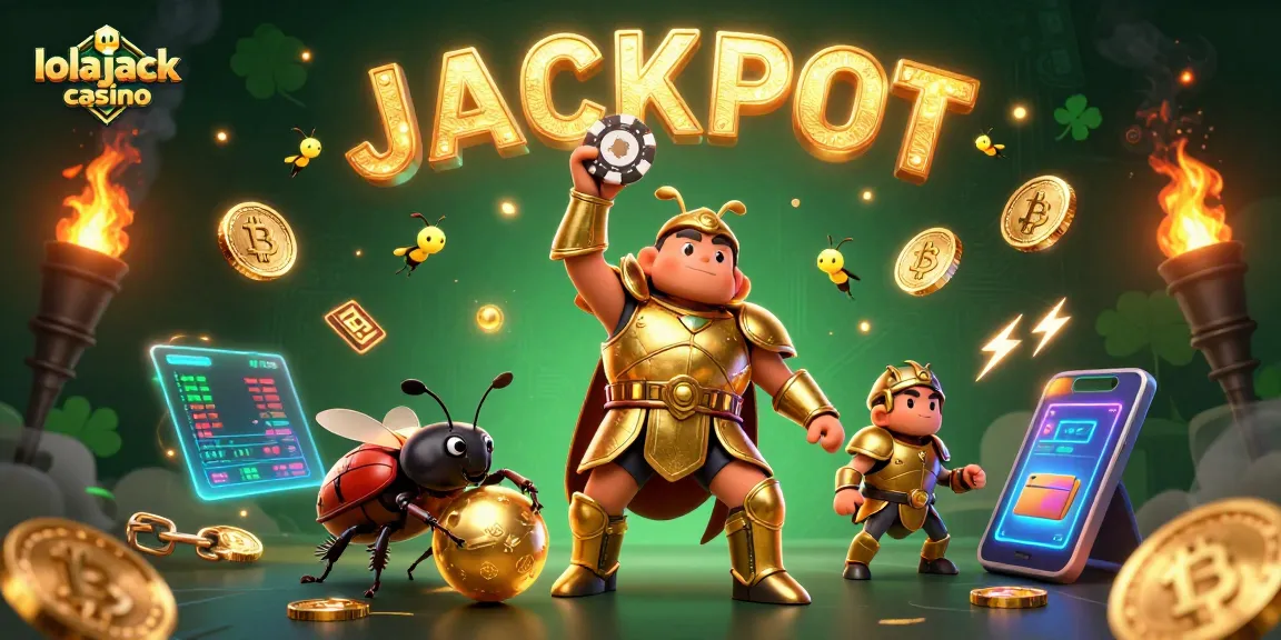 Experience thrilling wins at lolajack casino with a creative 3D illustration showcasing vibrant gaming elements.